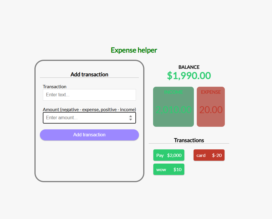 a list of incomes and expenses